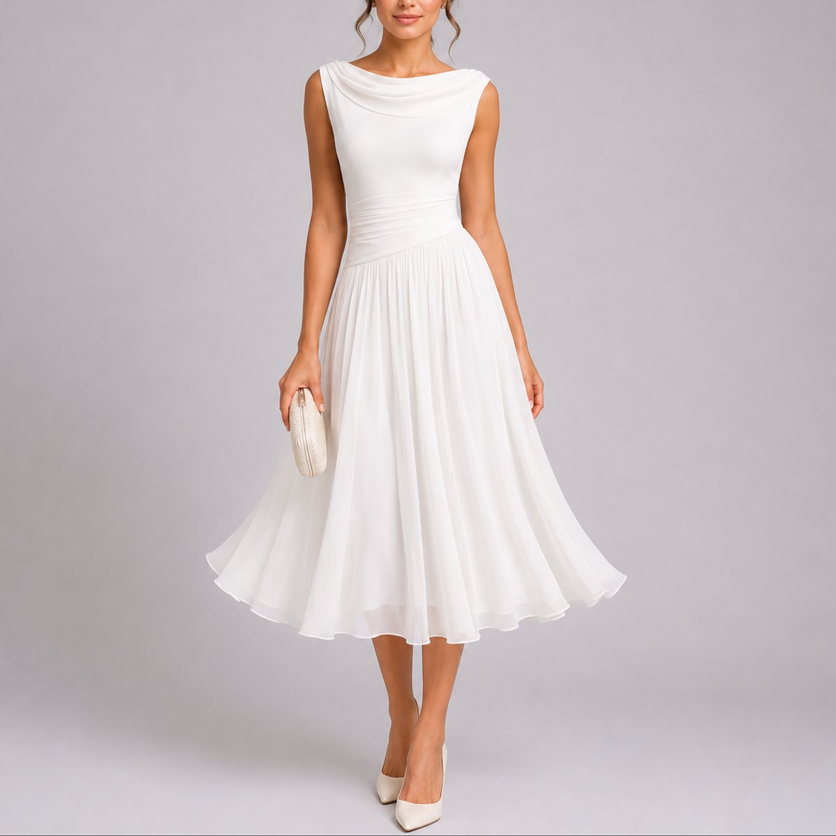 Elfriede Pleated Midi Wedding Guest Dress