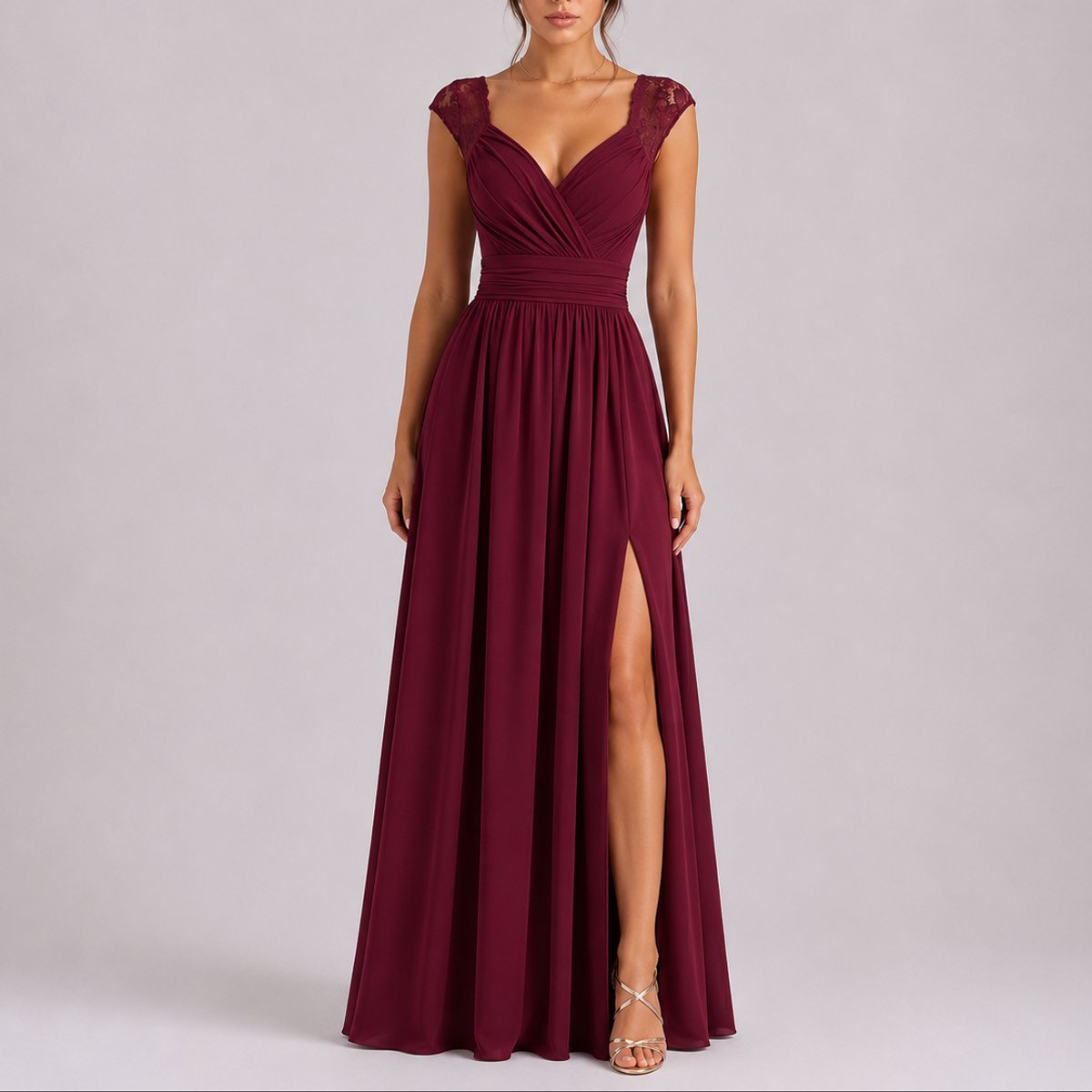Amelie Lace Maxi Wedding Guest Dress