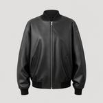 Elmswell Faux Leather Bomber in black, product shot