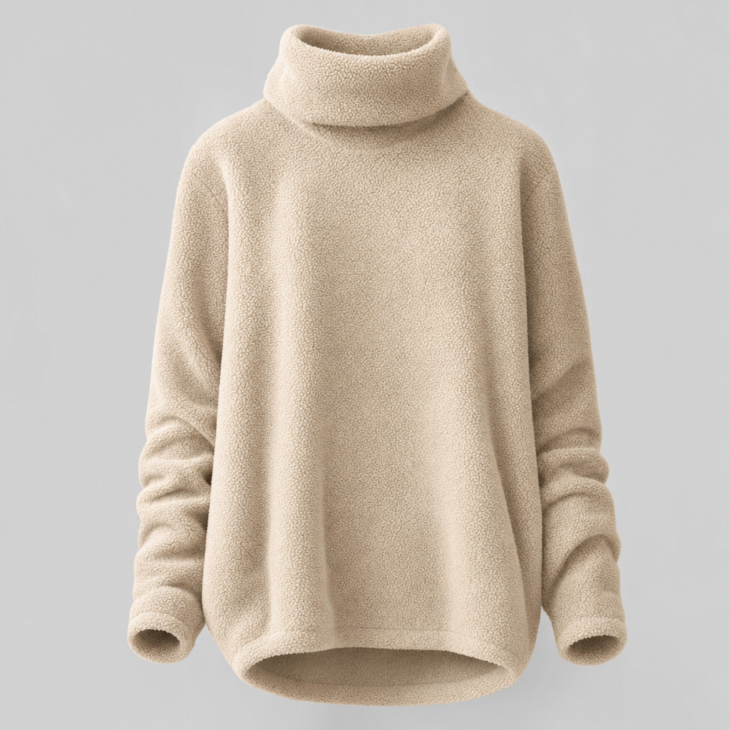 Elstow Velvet-Lined Roll Neck in beige