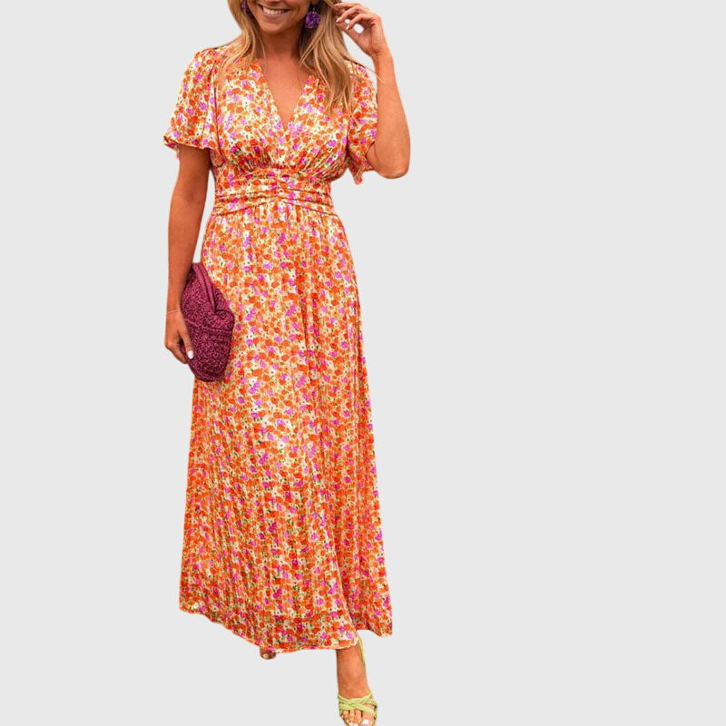 Regine Floral Short-Sleeve Maxi Dress
