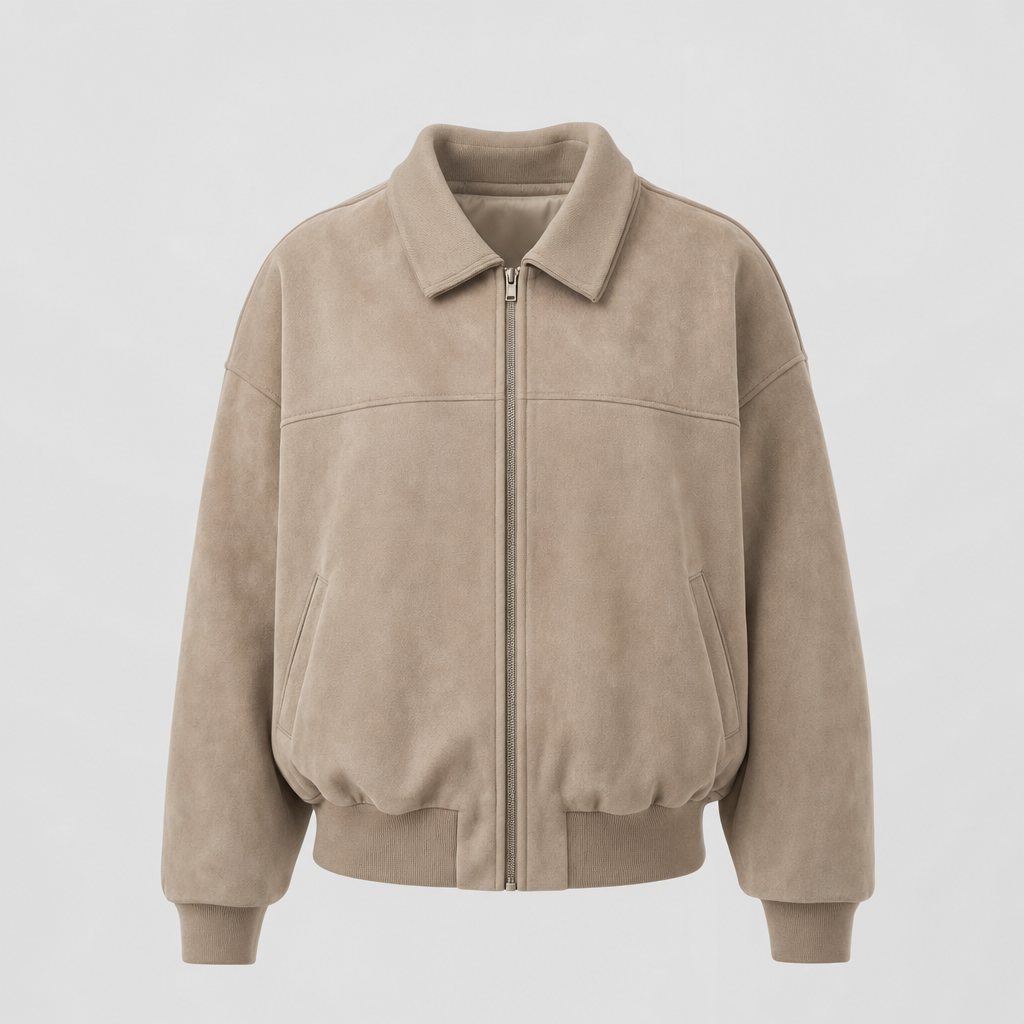 Fairholme Suede-Look Padded Bomber in beige, product shot