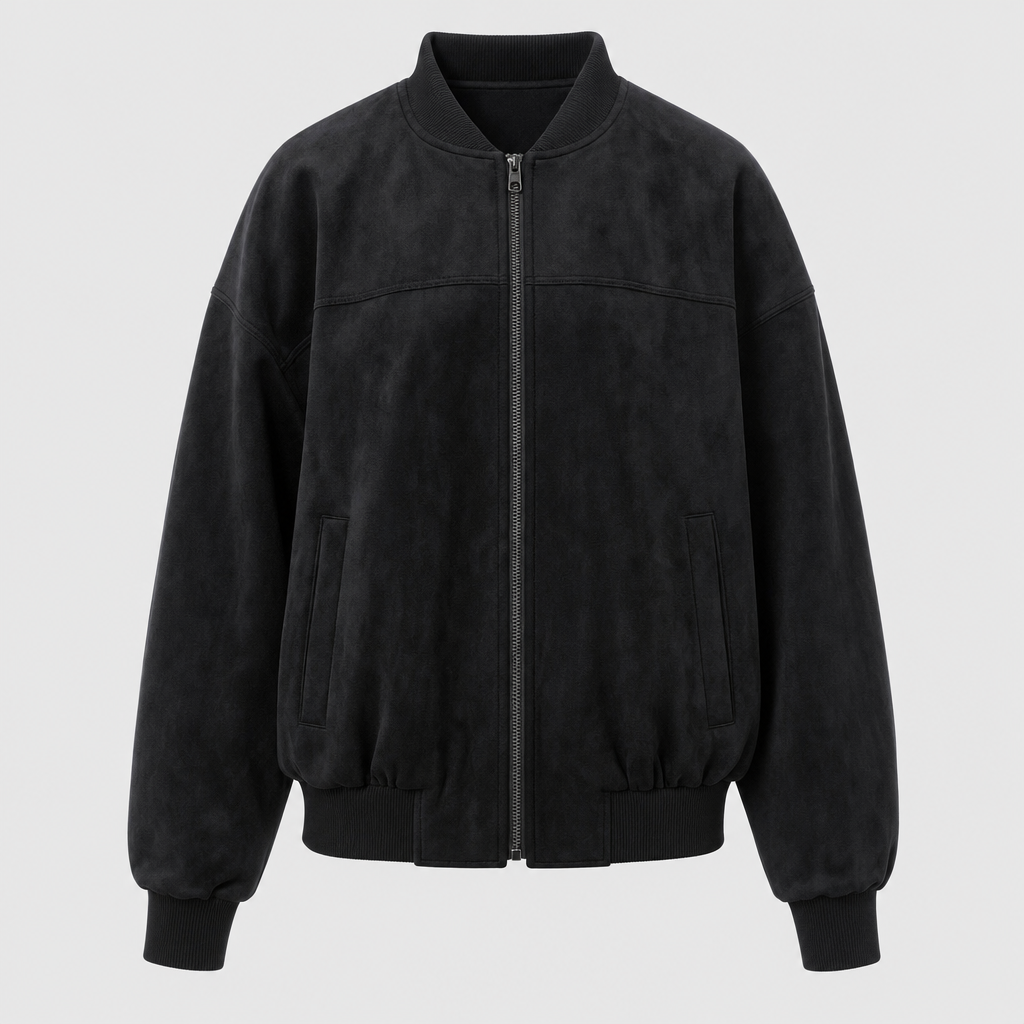 Fairholme Suede-Look Padded Bomber in black, product shot