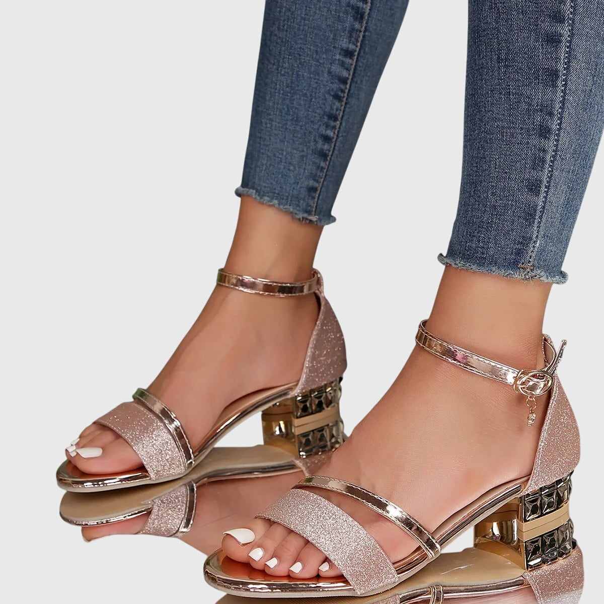 Helga Open-Toe Block-Heel Sandals