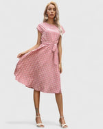 Veronika Pleated Short-Sleeve Midi Dress