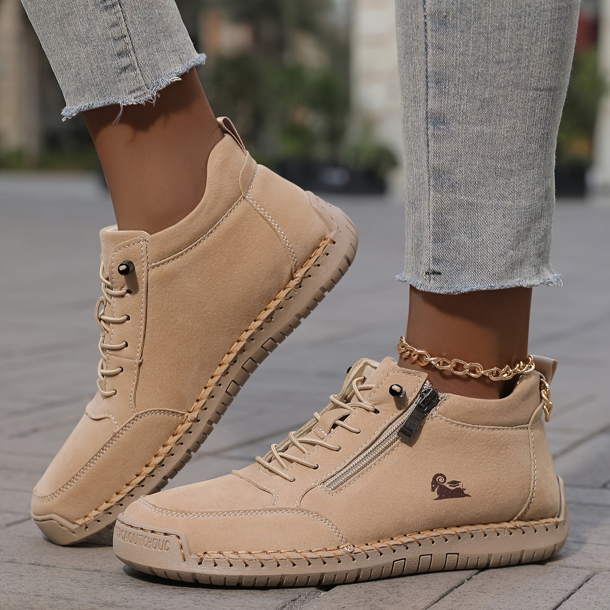 Bettina Comfort Lace-Up Sneakers with Side Zip