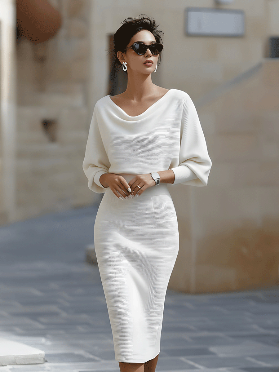 Jacqueline Batwing Sleeve Bodycon Midi Dress