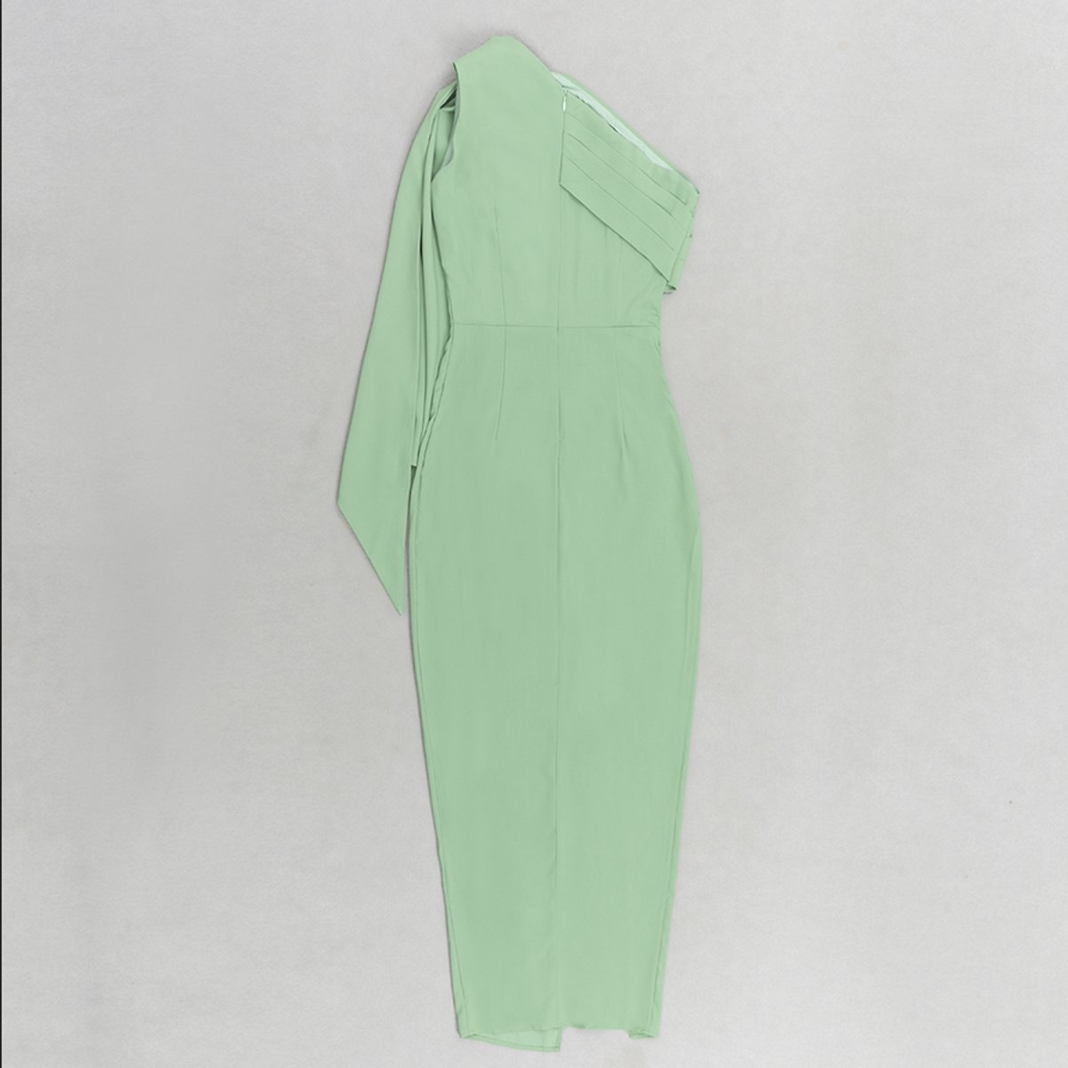 Nora Fitted One-Shoulder Draped Midi Dress with Slit