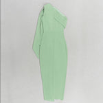 Nora Fitted One-Shoulder Draped Midi Dress with Slit