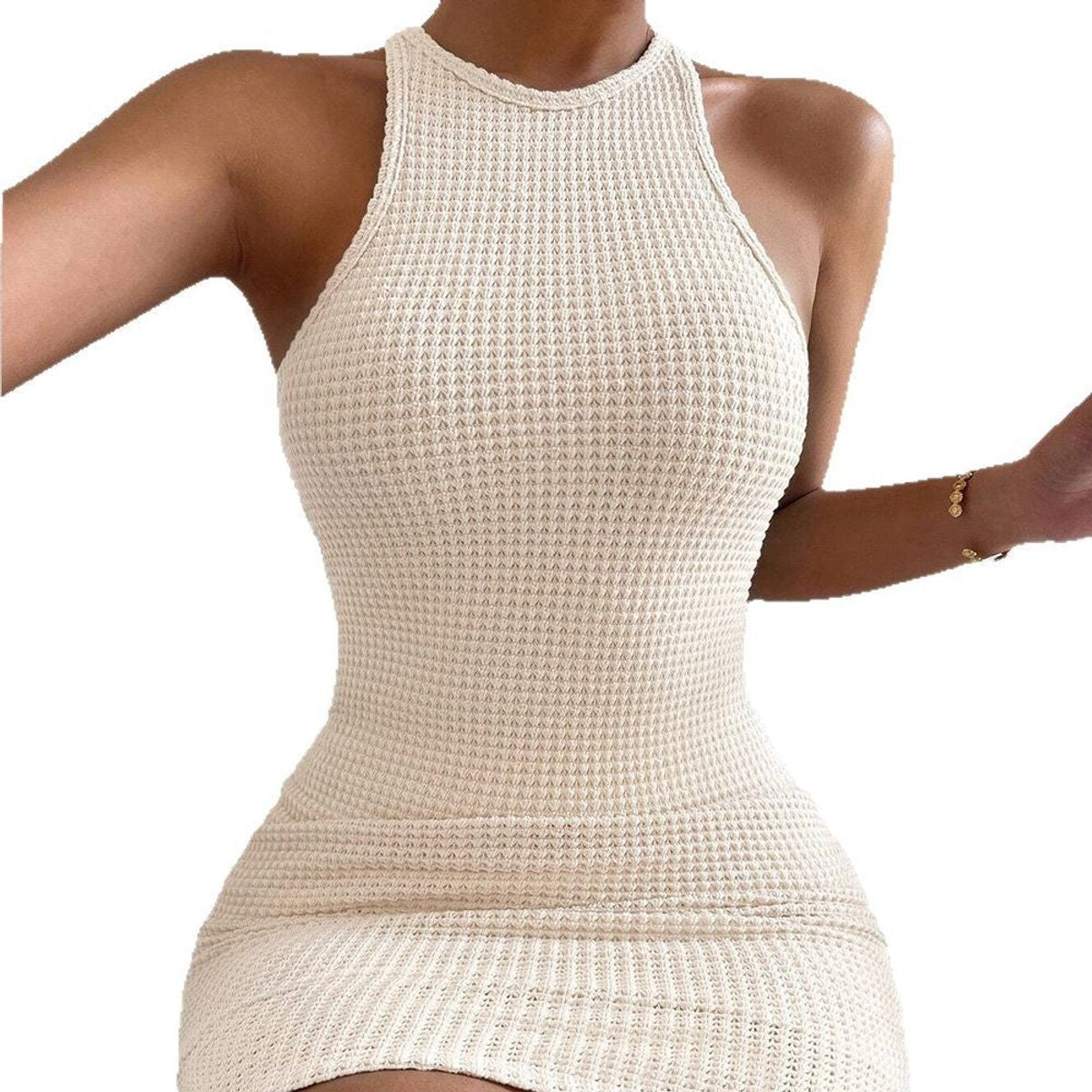 Hannah Fitted Sleeveless Crew Neck Knit Dress