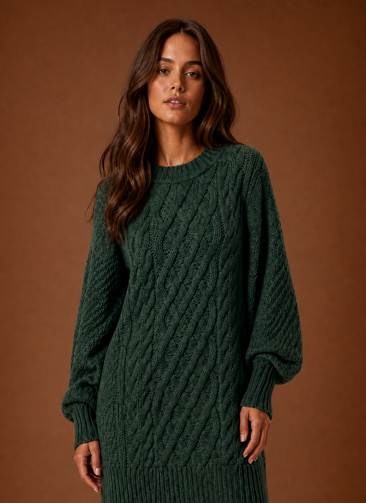 Women's Oversized Cable Knit Sweater Dress | Areleon