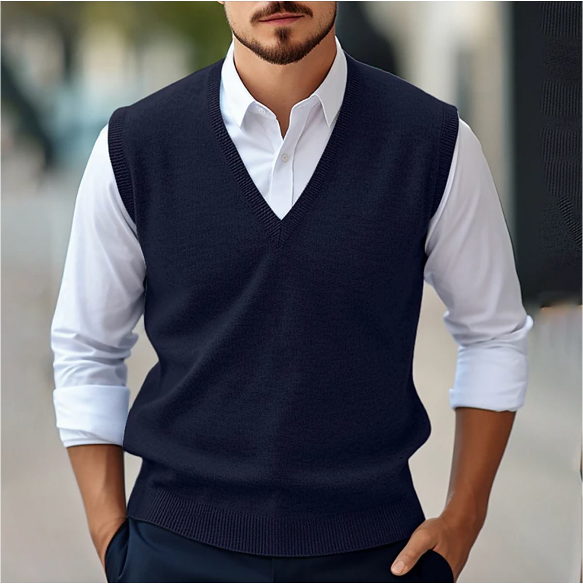 Patrick V-Neck Sleeveless Knit Vest