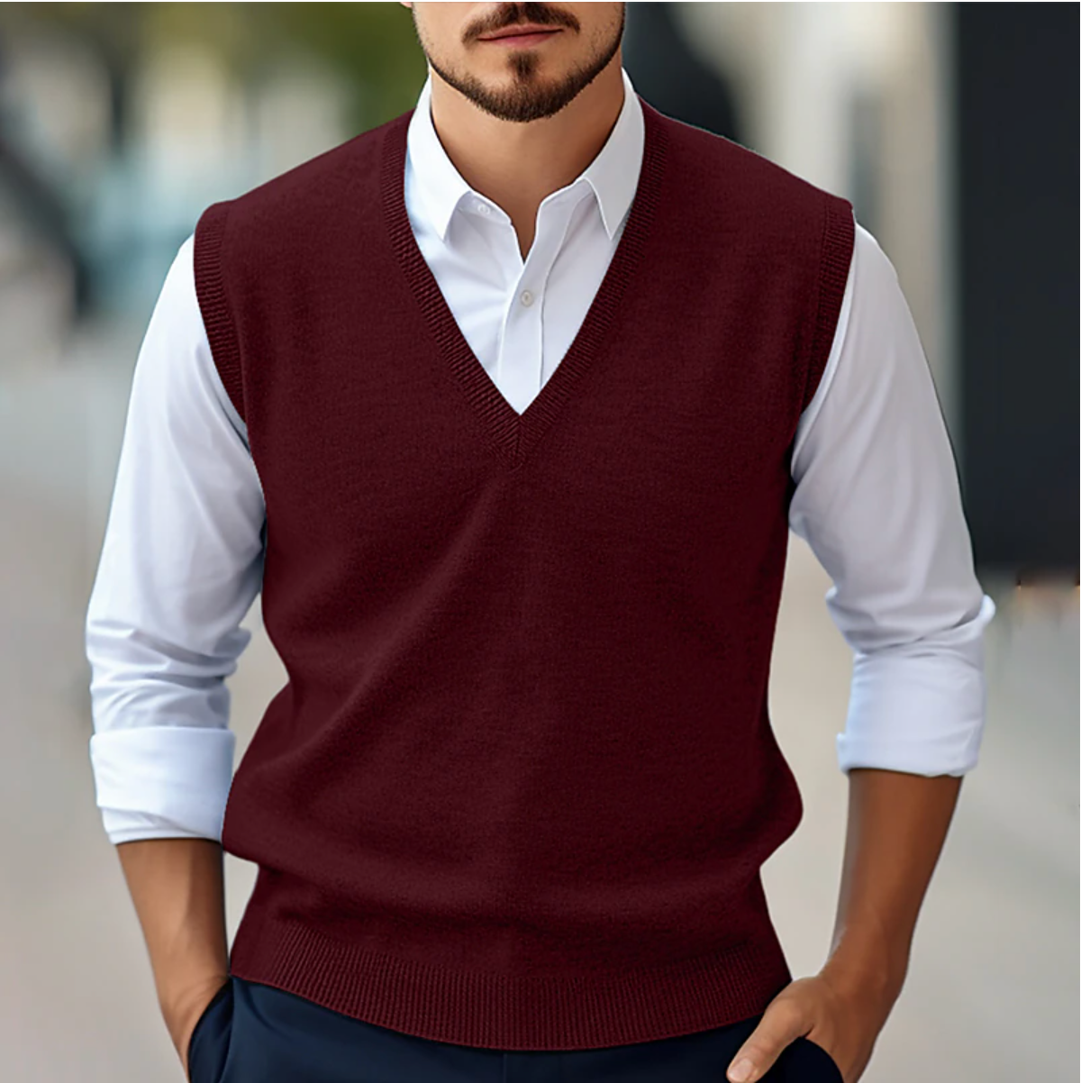 Patrick V-Neck Sleeveless Knit Vest