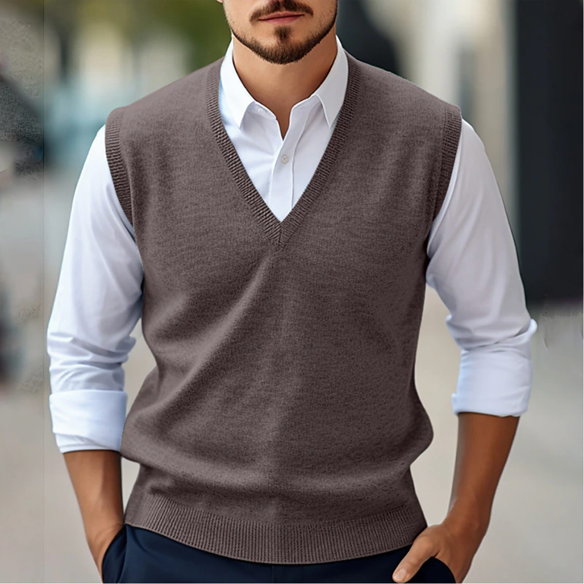 Patrick V-Neck Sleeveless Knit Vest