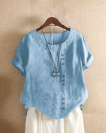 Doris Casual Short-Sleeve Button Blouse