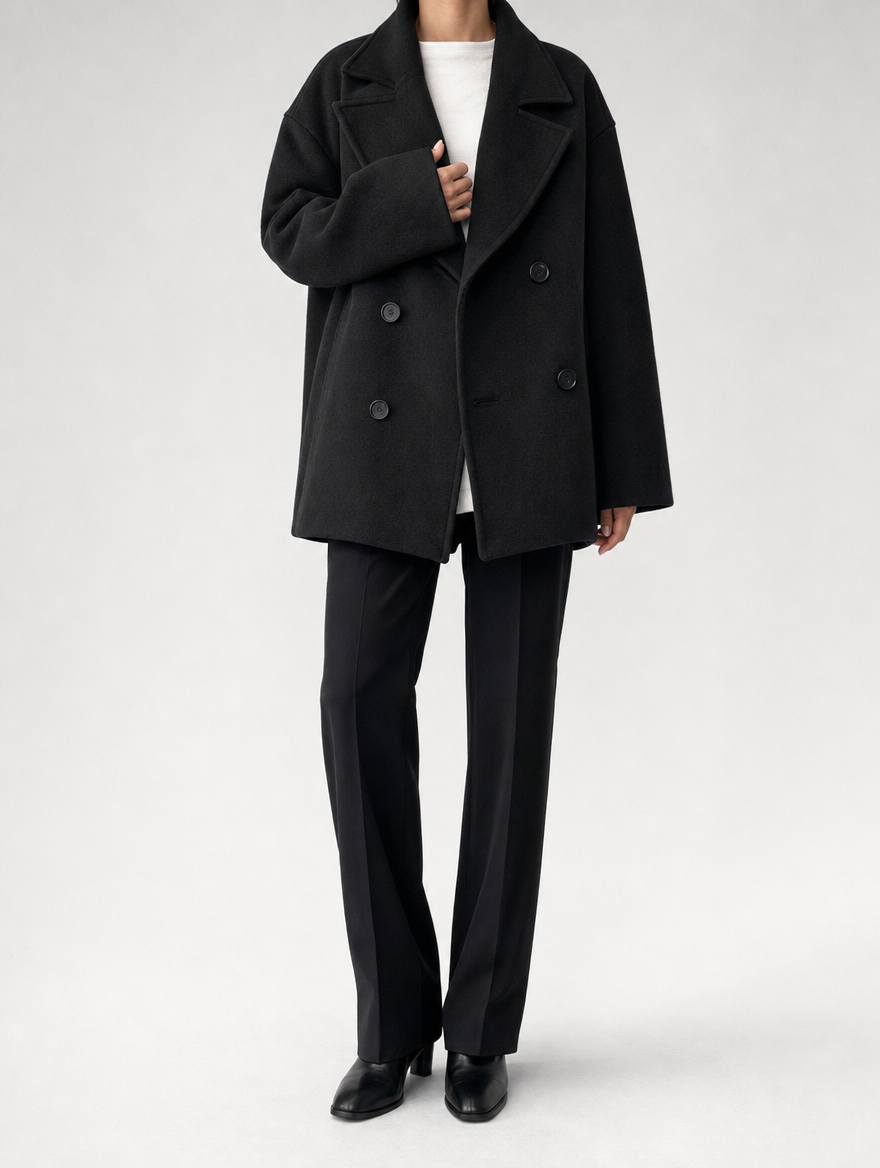 Frampton Double-Breasted Peacoat worn, front