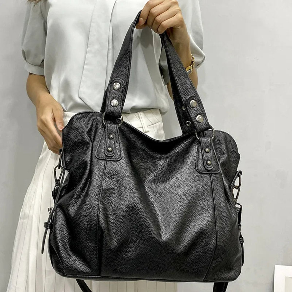 Emilia Studded Faux Leather Tote Bag