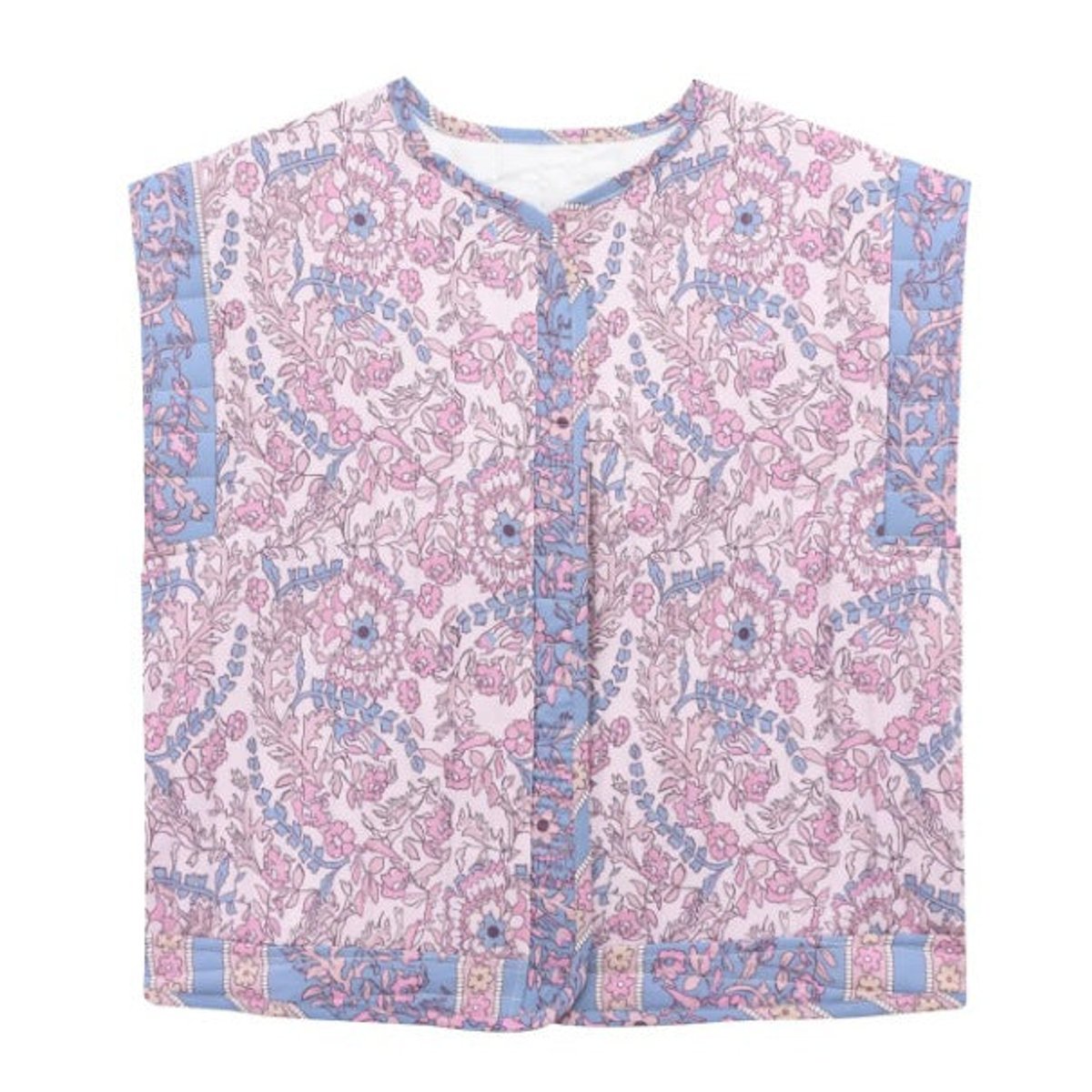 Frieda Quilted Floral Side-Pocket Vest