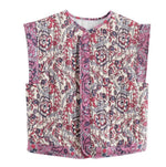 Frieda Quilted Floral Side-Pocket Vest