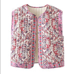 Frieda Quilted Floral Side-Pocket Vest