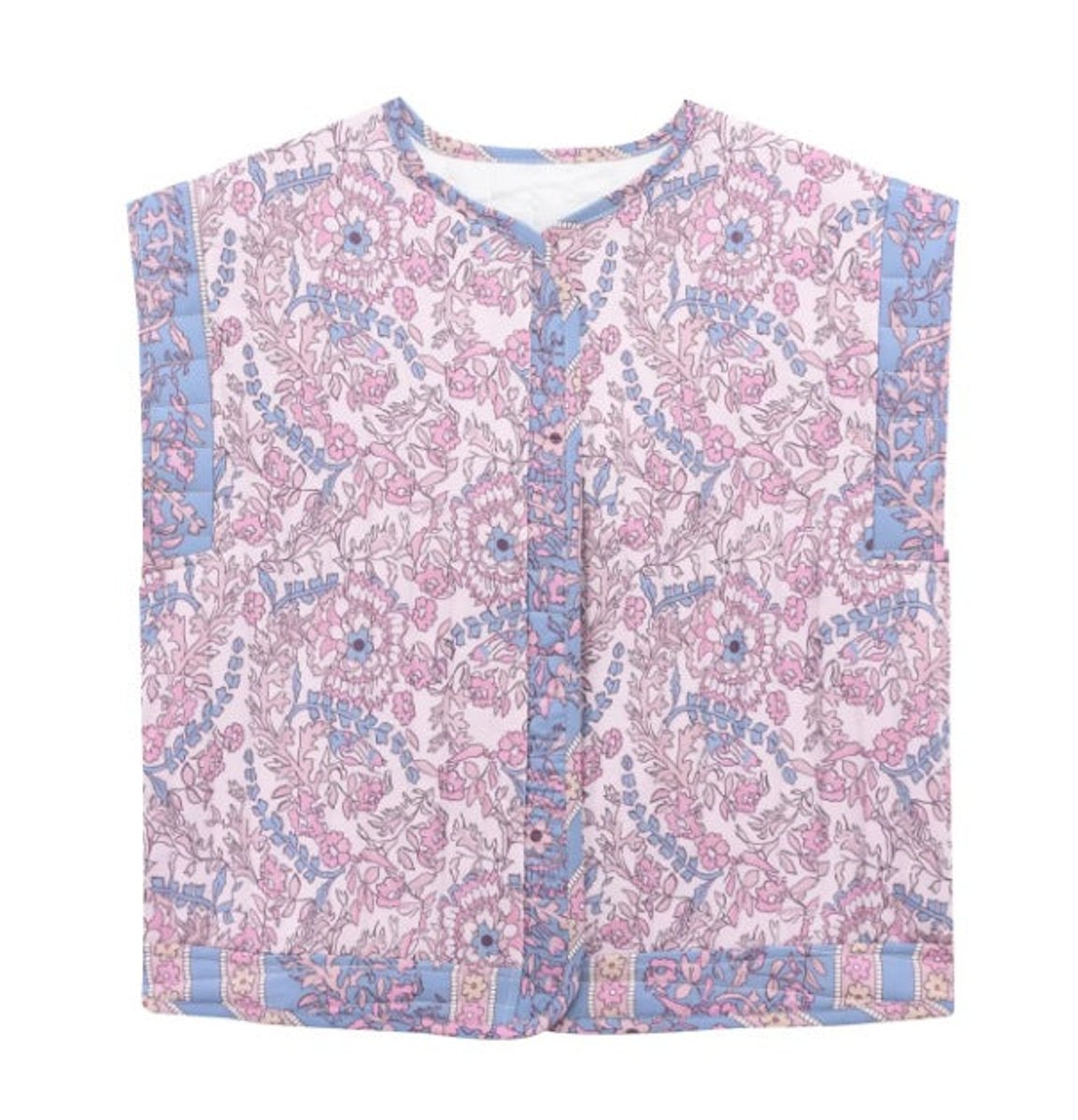 Frieda Quilted Floral Side-Pocket Vest