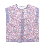 Frieda Quilted Floral Side-Pocket Vest