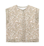 Frieda Quilted Floral Side-Pocket Vest