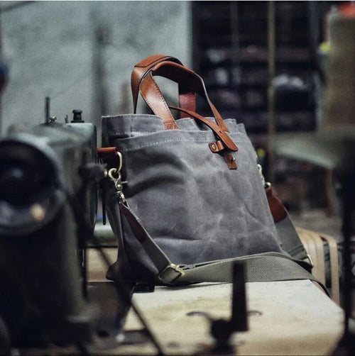 Moritz Waxed Canvas Tote Bag with Leather Trim