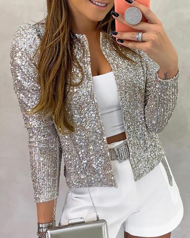 Frieda Sparkle Open-Front Winter Jacket