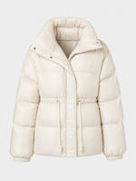 Grantley Hooded Puffer Jacket in cream, product shot