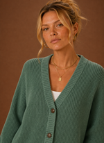 Women's V-Neck Knit Cardigan - Button Front Long Sleeve Sweater | Areleon