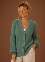 Women's V-Neck Knit Cardigan - Button Front Long Sleeve Sweater | Areleon