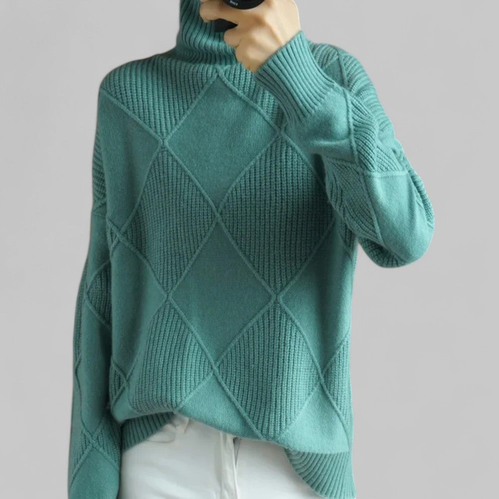 Barbara Oversized Patterned Turtleneck Sweater