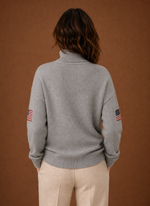 Women's Turtleneck Sweater - American Flag Knit Pullover | Areleon