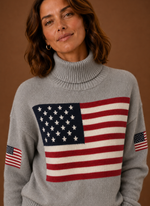 Women's Turtleneck Sweater - American Flag Knit Pullover | Areleon