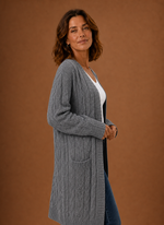 Cable Knit Cardigan for Women - Hooded Long | Areleon
