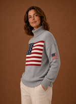 Women's Turtleneck Sweater - American Flag Knit Pullover | Areleon
