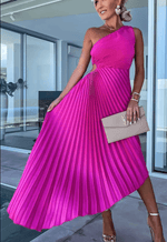 Hanna Pleated One-Shoulder Maxi Dress