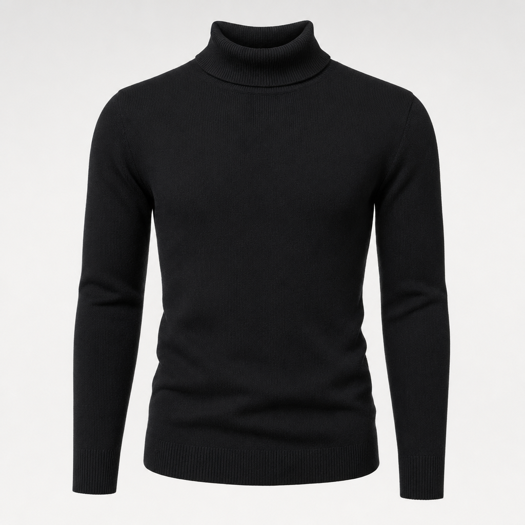 Harlow Roll Neck Sweater in black, product shot