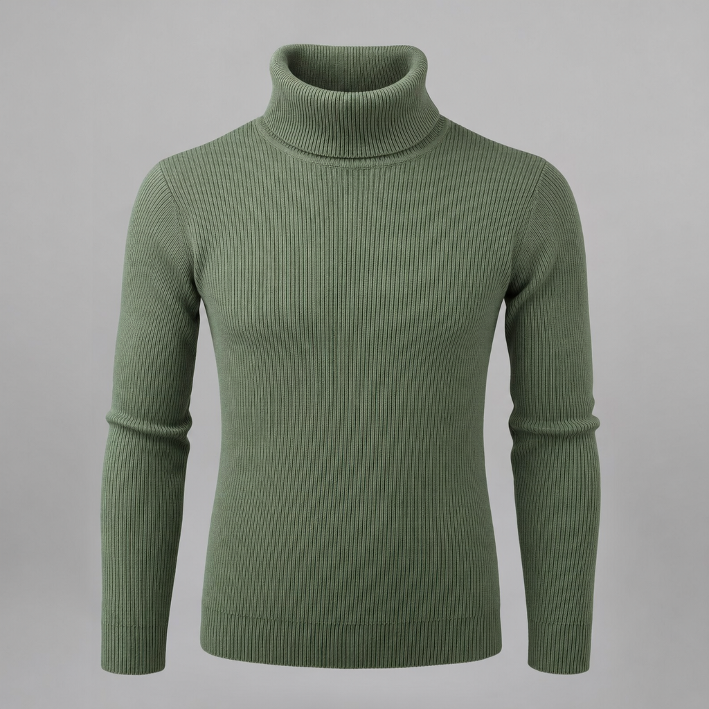 Harlow Roll Neck Sweater in sage green, product shot