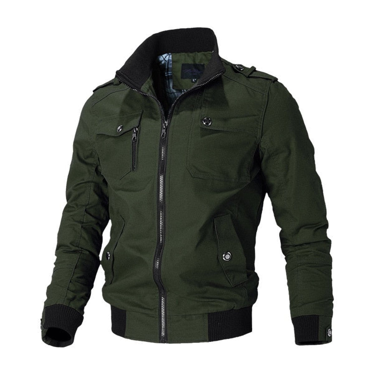 Andreas Classic Military Bomber Jacket with Zip Closure