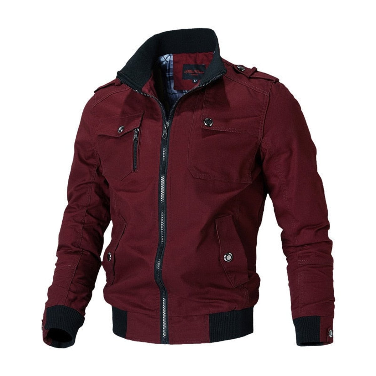 Andreas Classic Military Bomber Jacket with Zip Closure