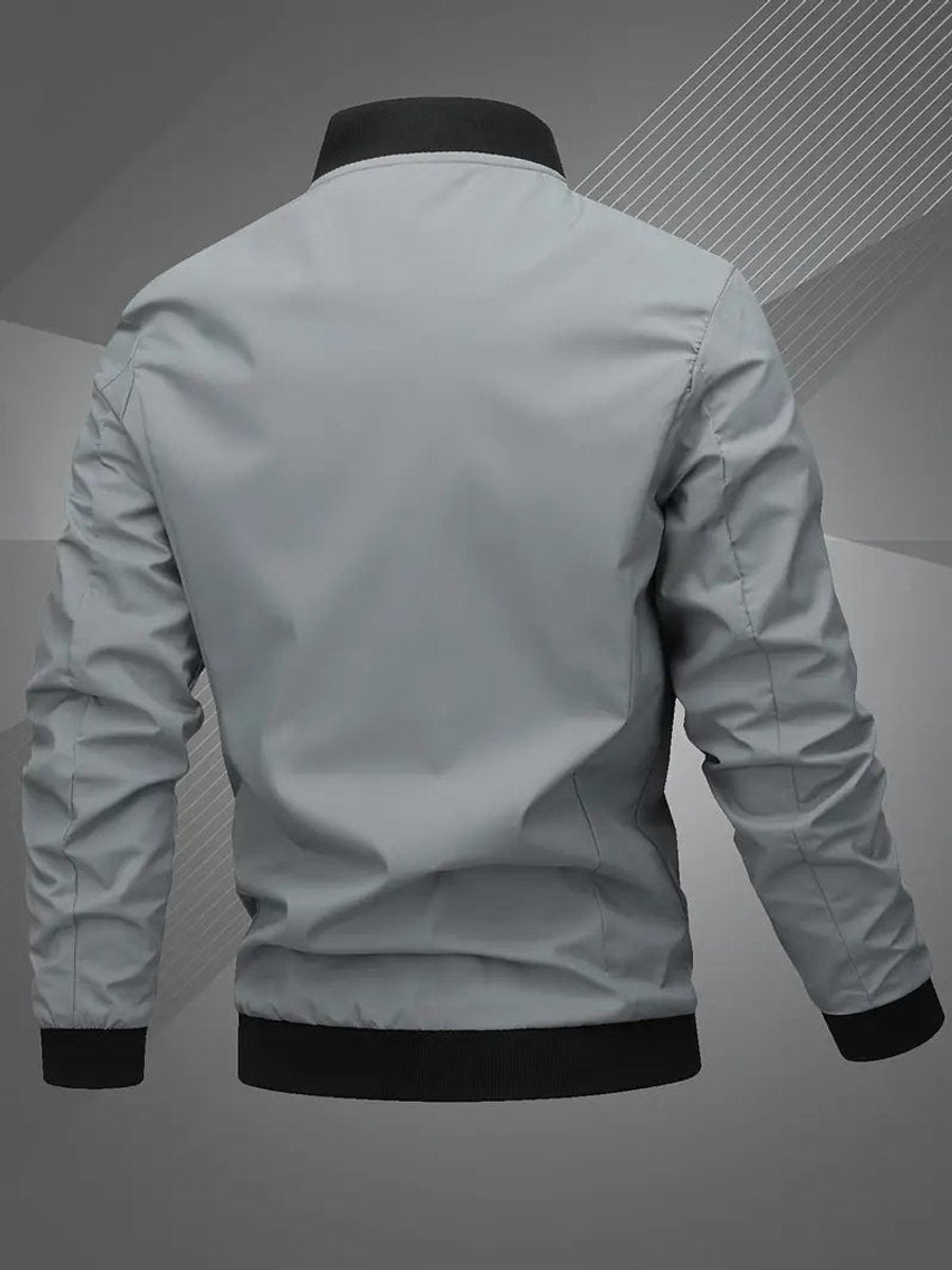 Simon Casual Polyester Varsity Jacket with Baseball Collar