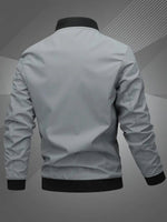 Simon Casual Polyester Varsity Jacket with Baseball Collar