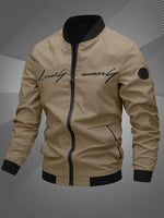 Simon Casual Polyester Varsity Jacket with Baseball Collar