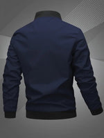 Simon Casual Polyester Varsity Jacket with Baseball Collar