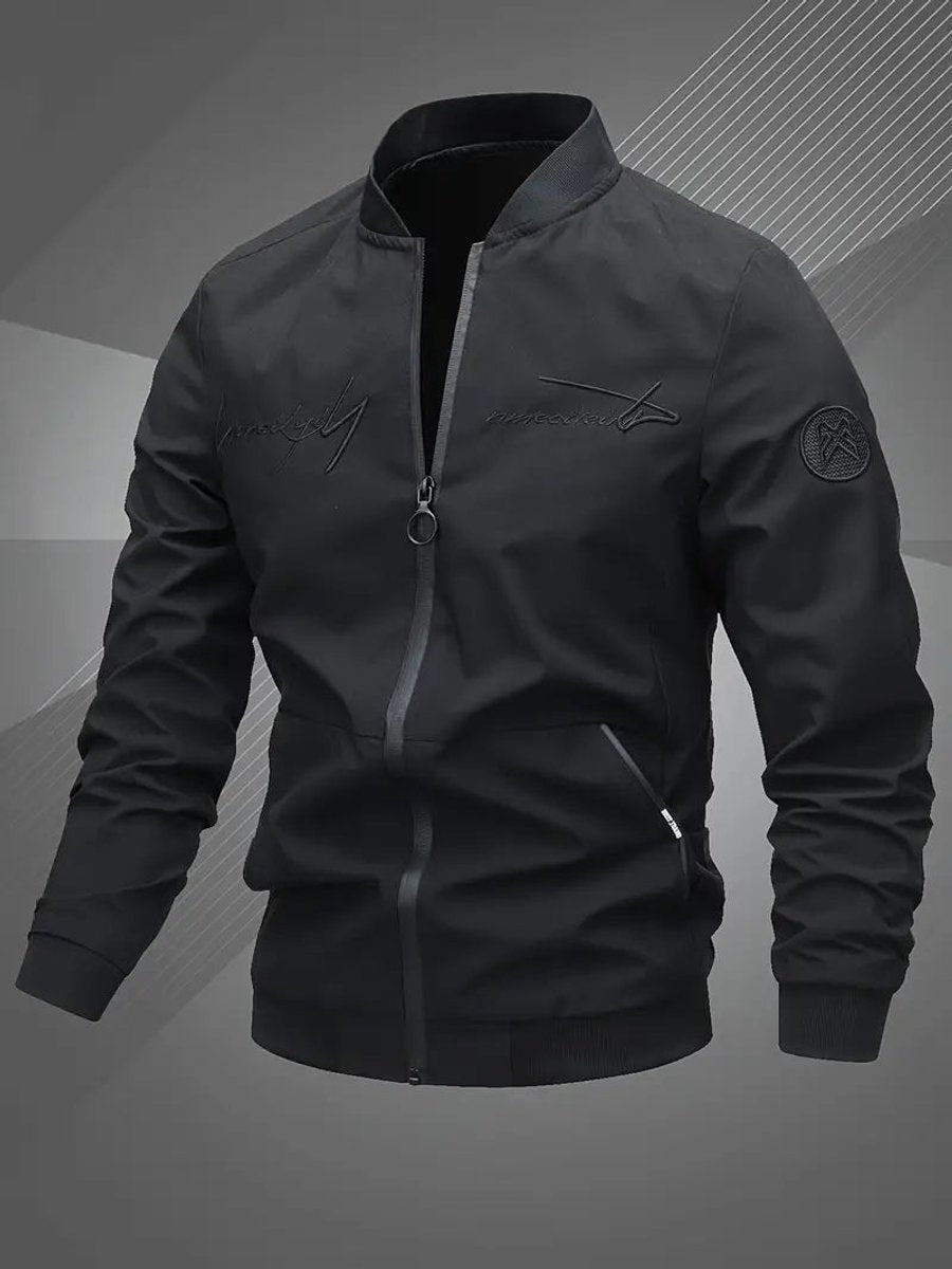 Simon Casual Polyester Varsity Jacket with Baseball Collar