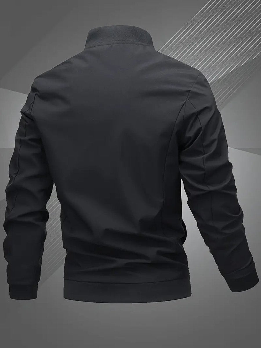 Simon Casual Polyester Varsity Jacket with Baseball Collar