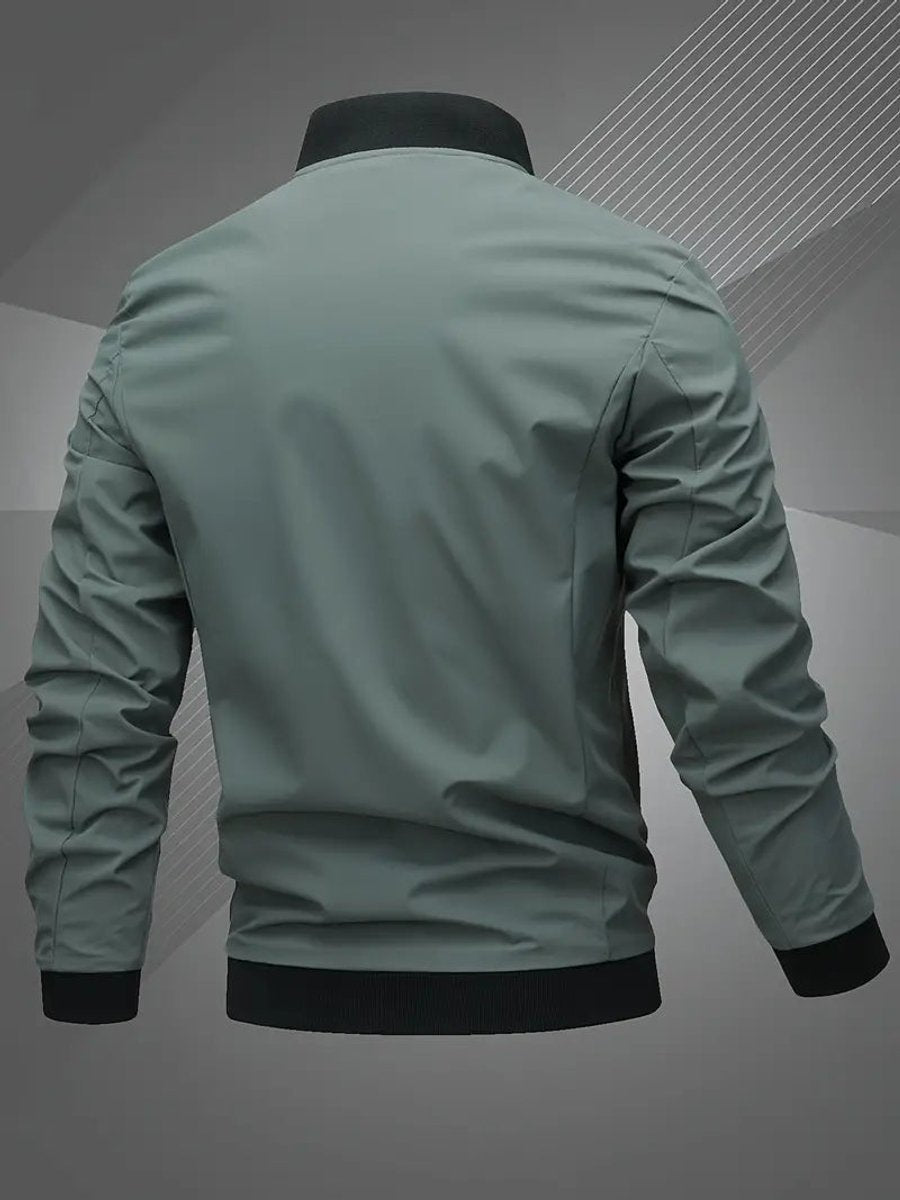 Simon Casual Polyester Varsity Jacket with Baseball Collar
