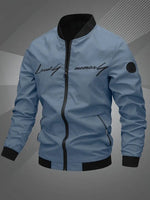 Simon Casual Polyester Varsity Jacket with Baseball Collar